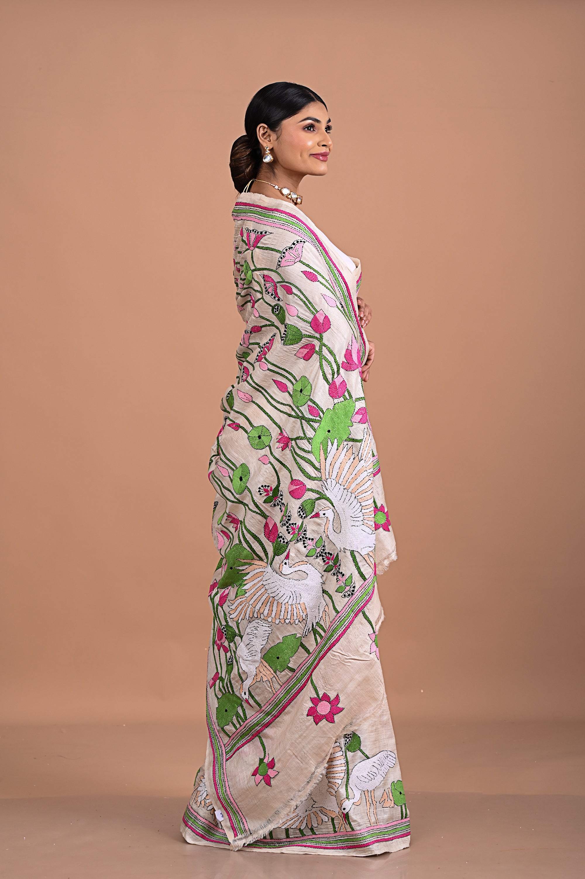 Tusser silk with Kantha embroidery