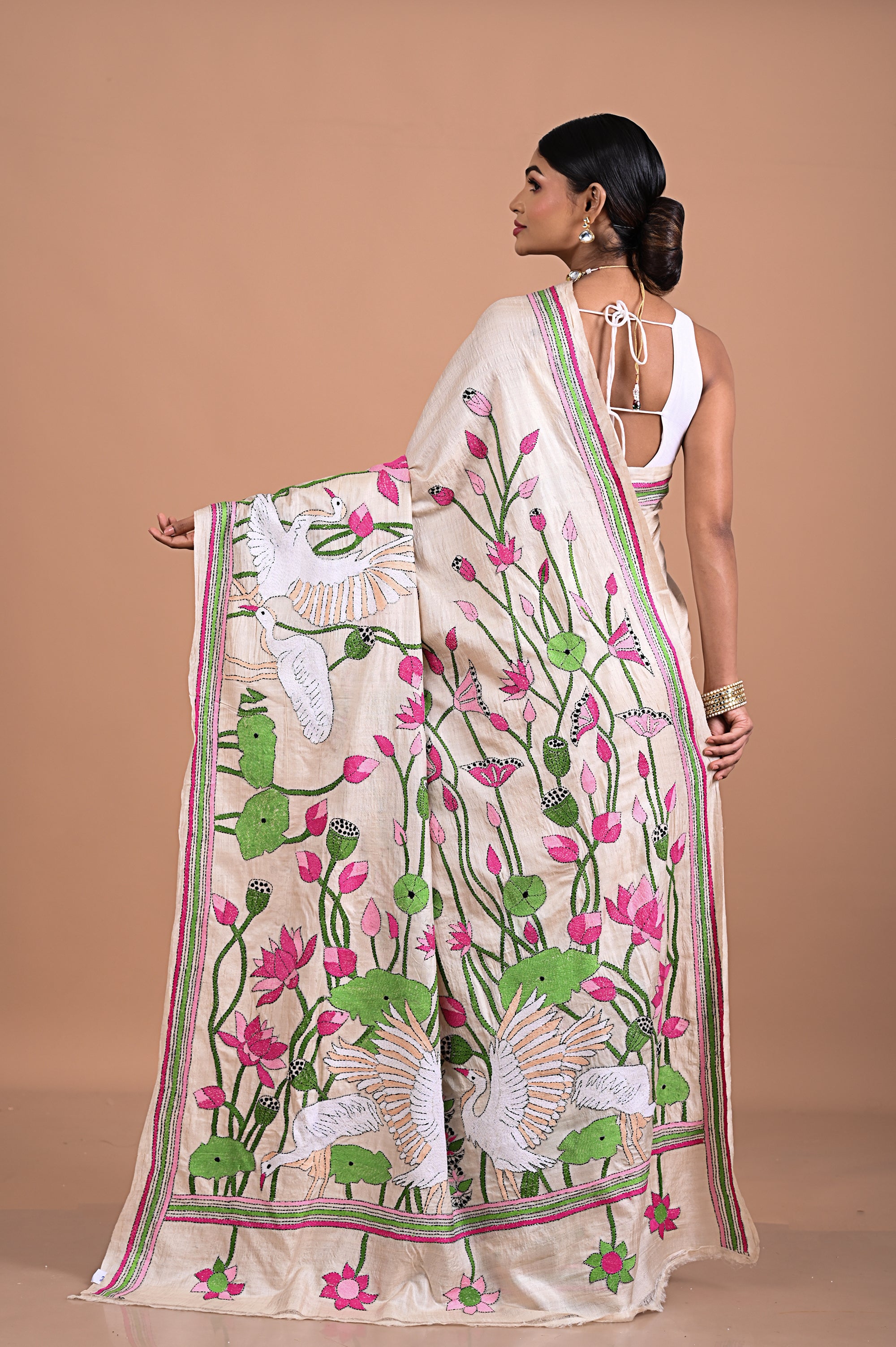 Tusser silk with Kantha embroidery