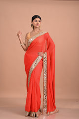 Georgette Saree with Mirror work