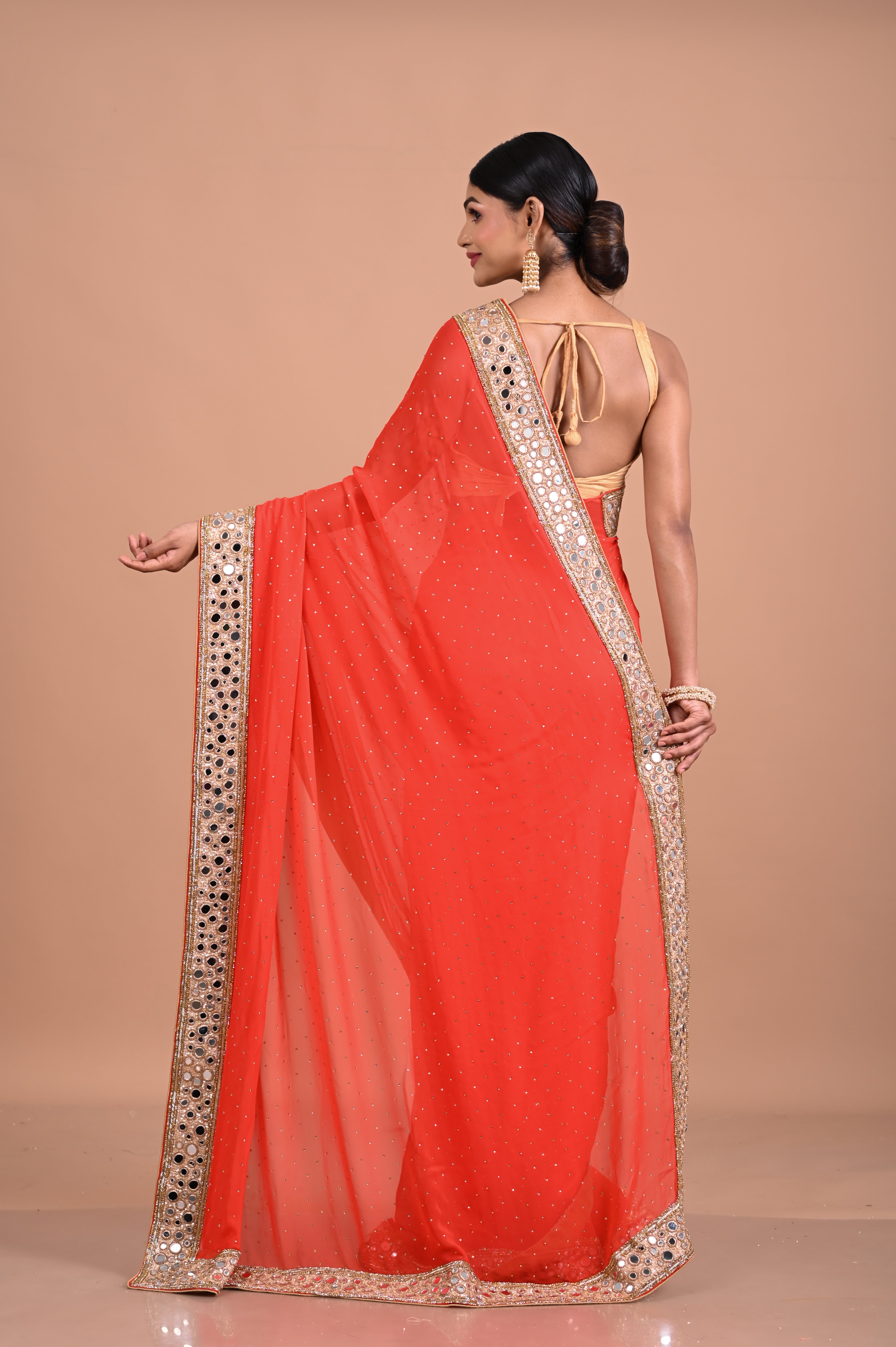 Georgette Saree with Mirror work