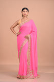 Pink Georgette with cutdana work