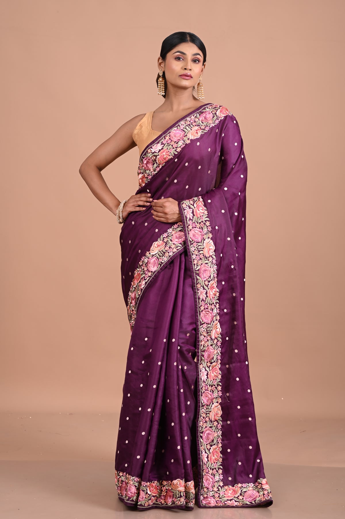Parsi Machine embroidery on Tusser