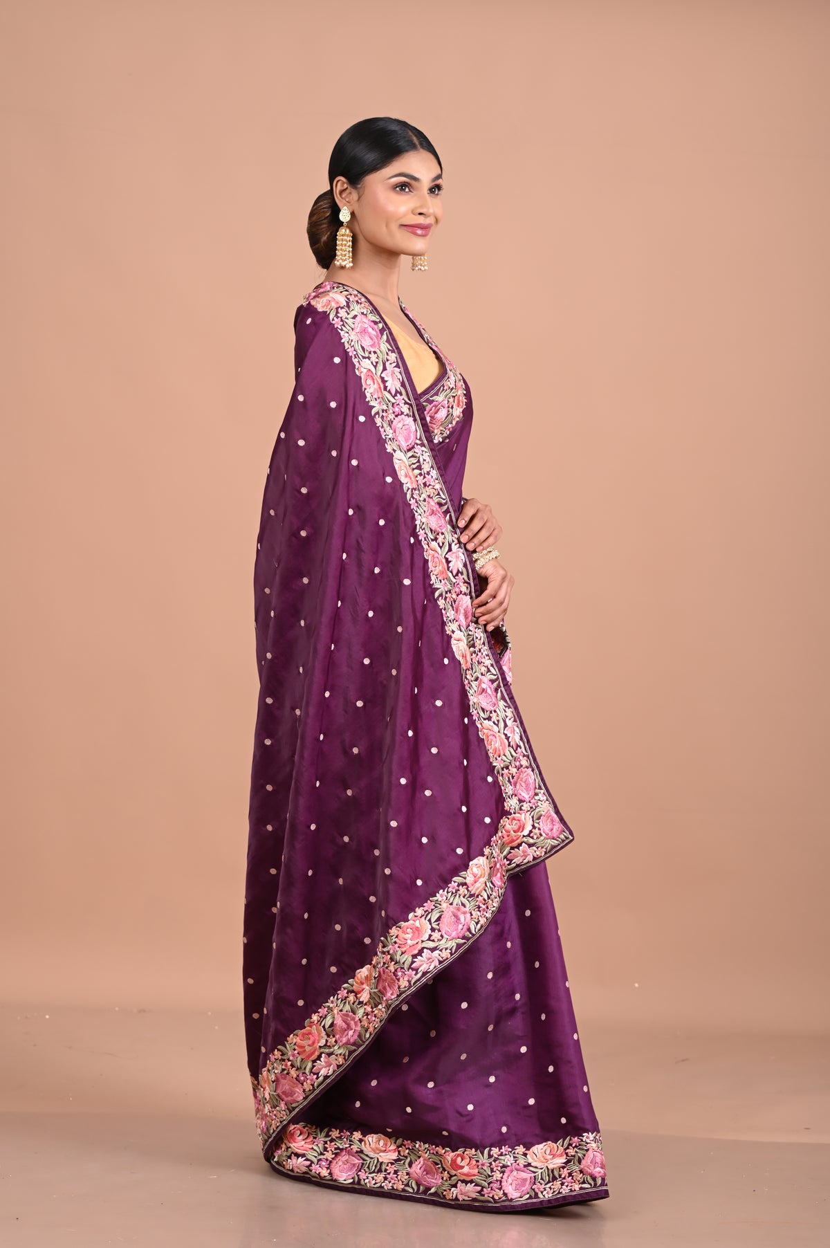 Parsi Machine embroidery on Tusser