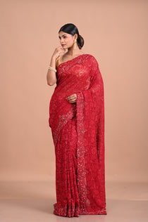 Chantily Lace saree with Sequence and embroidery work