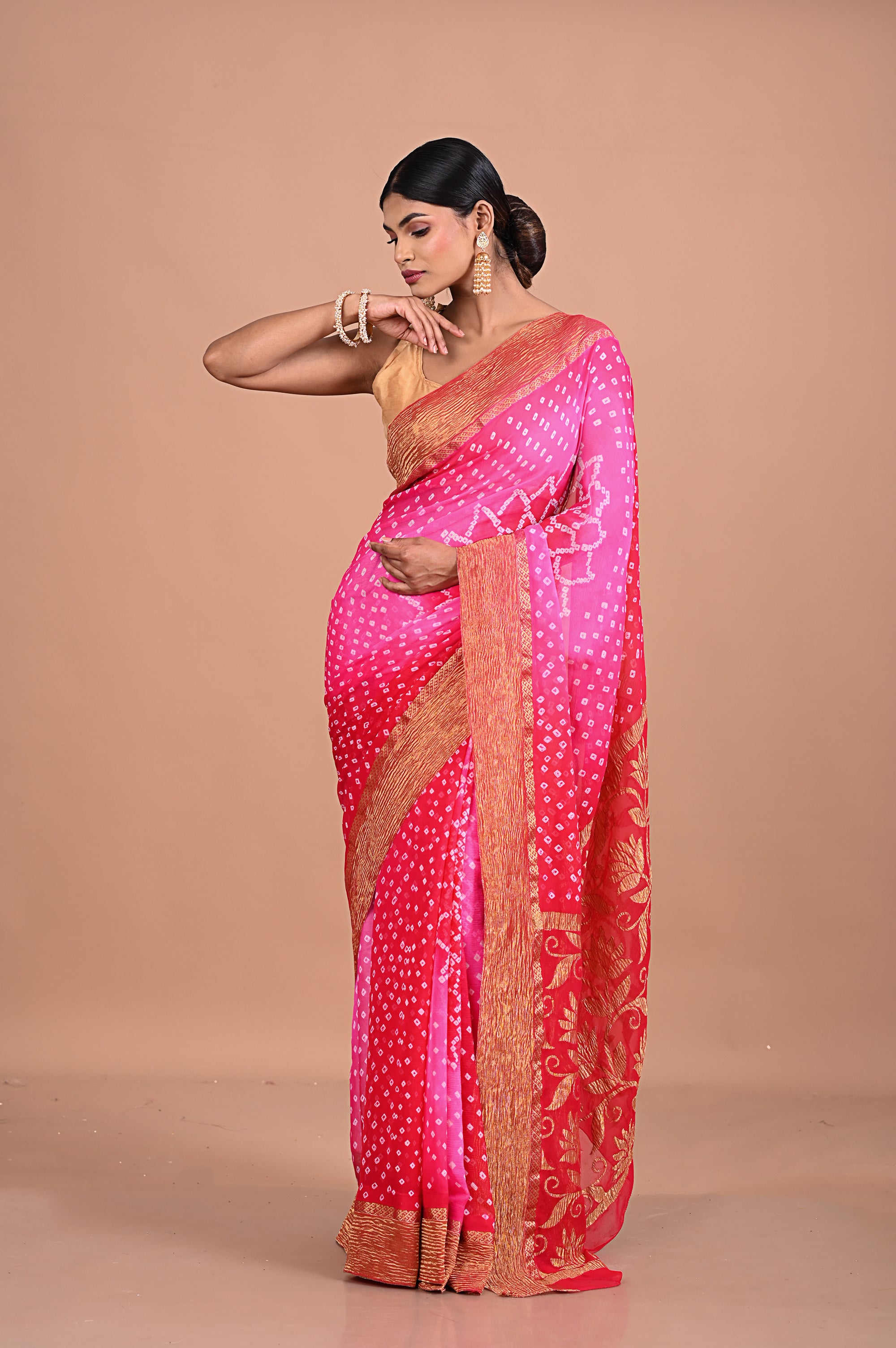 Bandhini on Banarasi georgette Secondary image