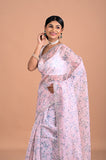 Printed georgette with Hand embroidered border