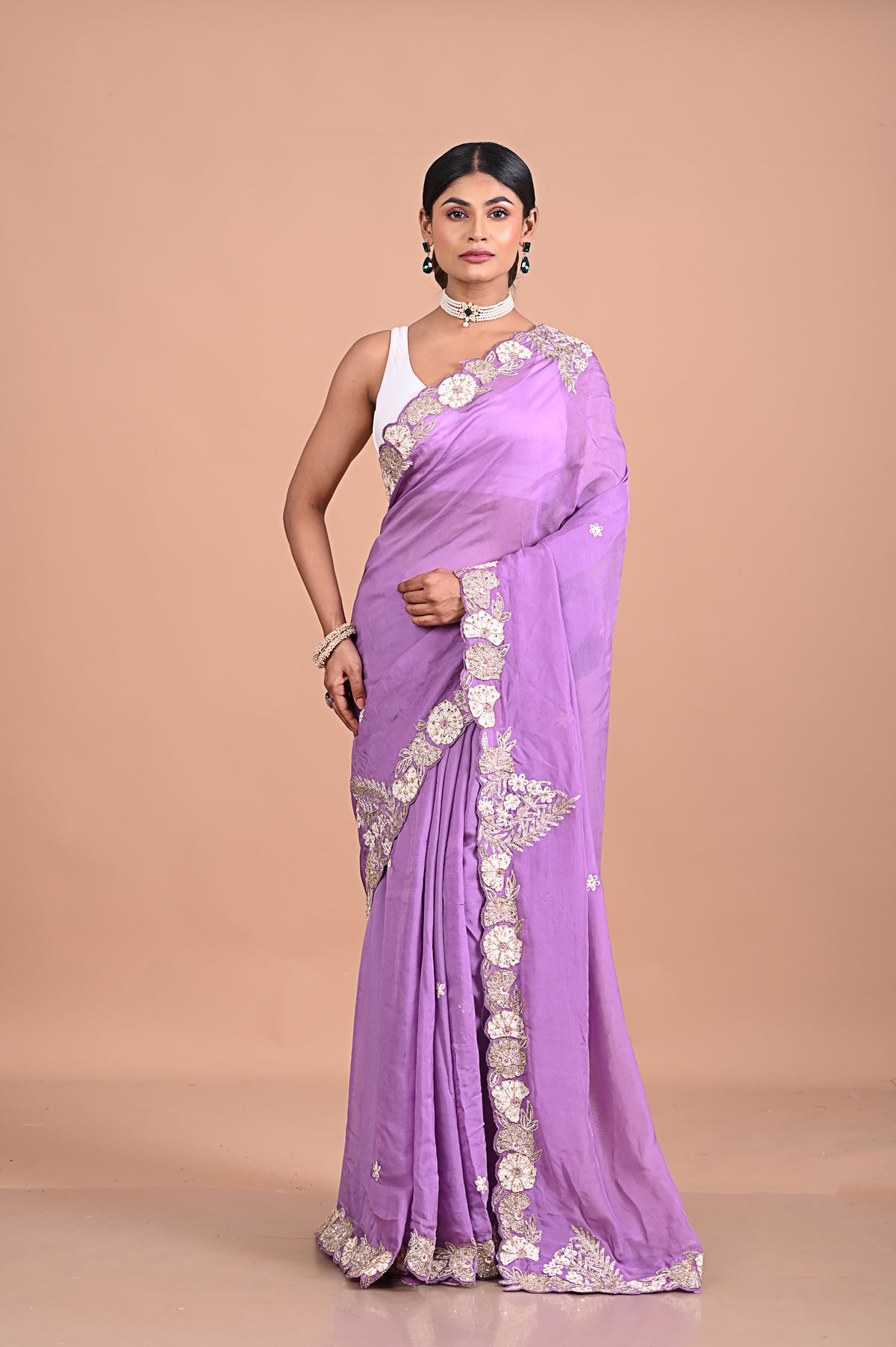 Viscose organnza with Gota and hand embroidery work Main image