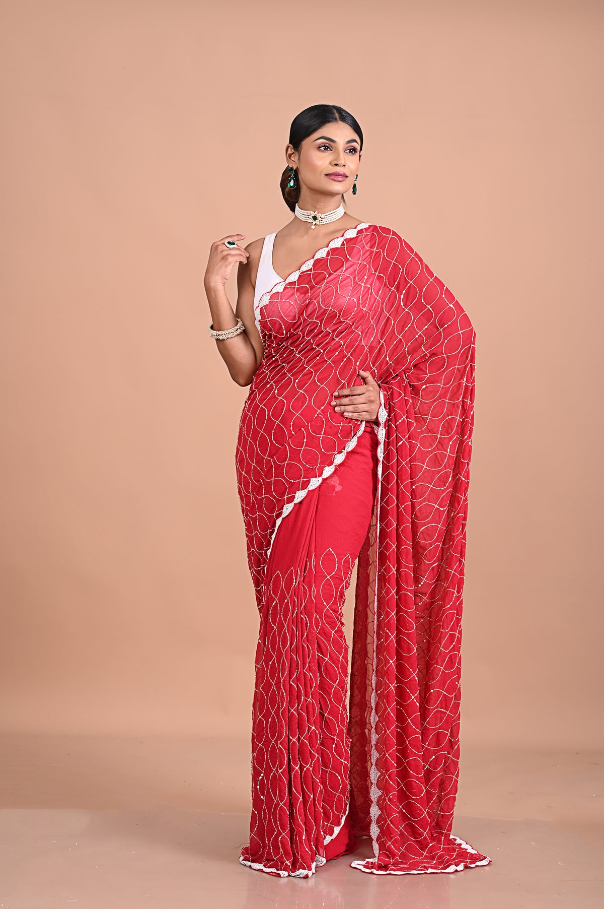 Georgette emblished with cutdana and sequence Main image