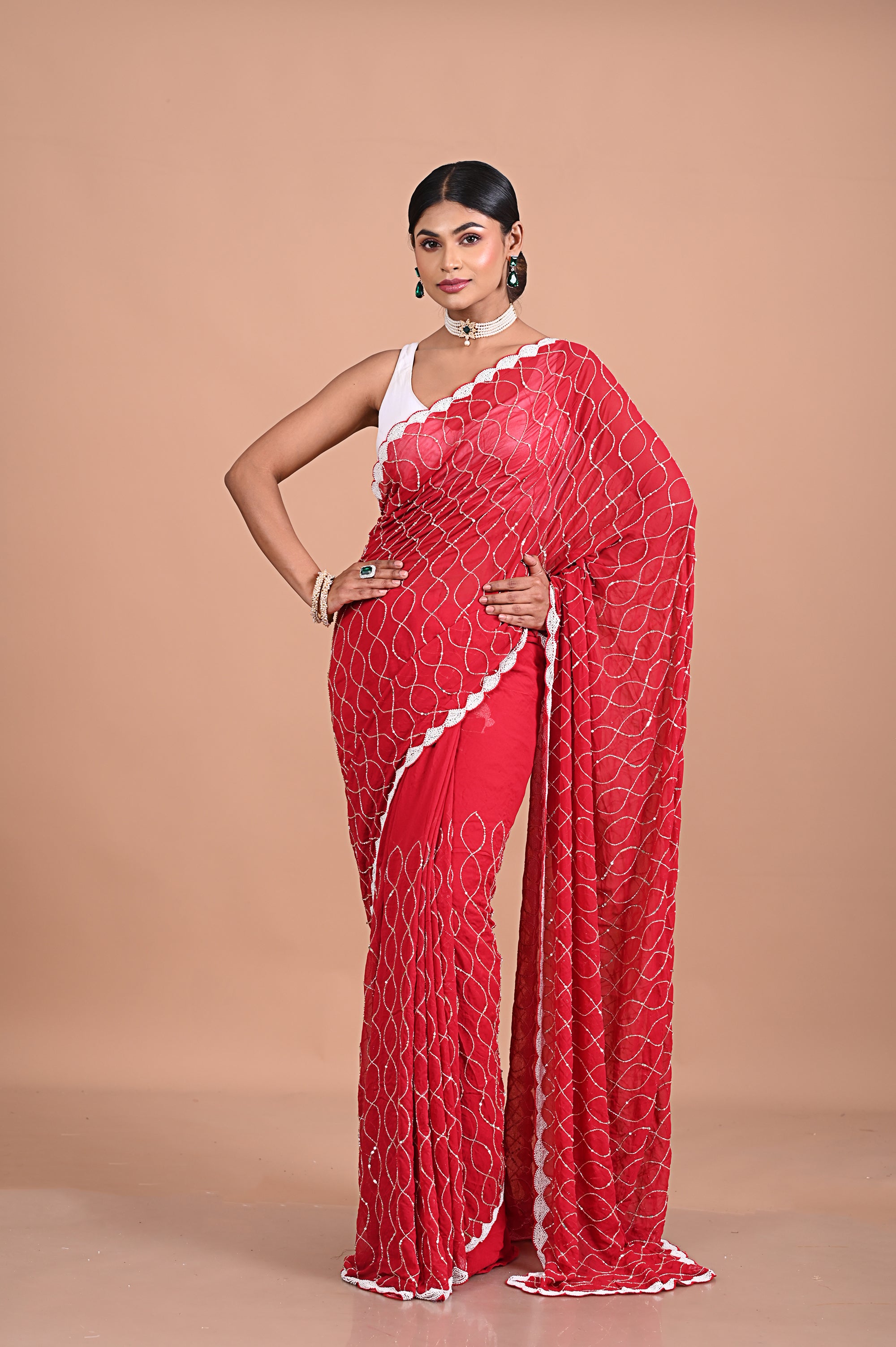Georgette emblished with cutdana and sequence Secondary image
