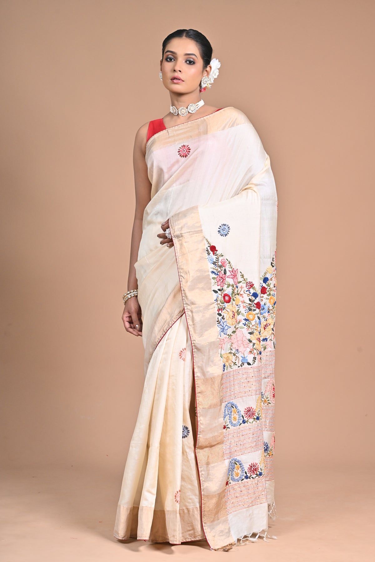 Zari Tussar Saree with Lambani Work – Where Tribal Soul Meets Regal Elegance