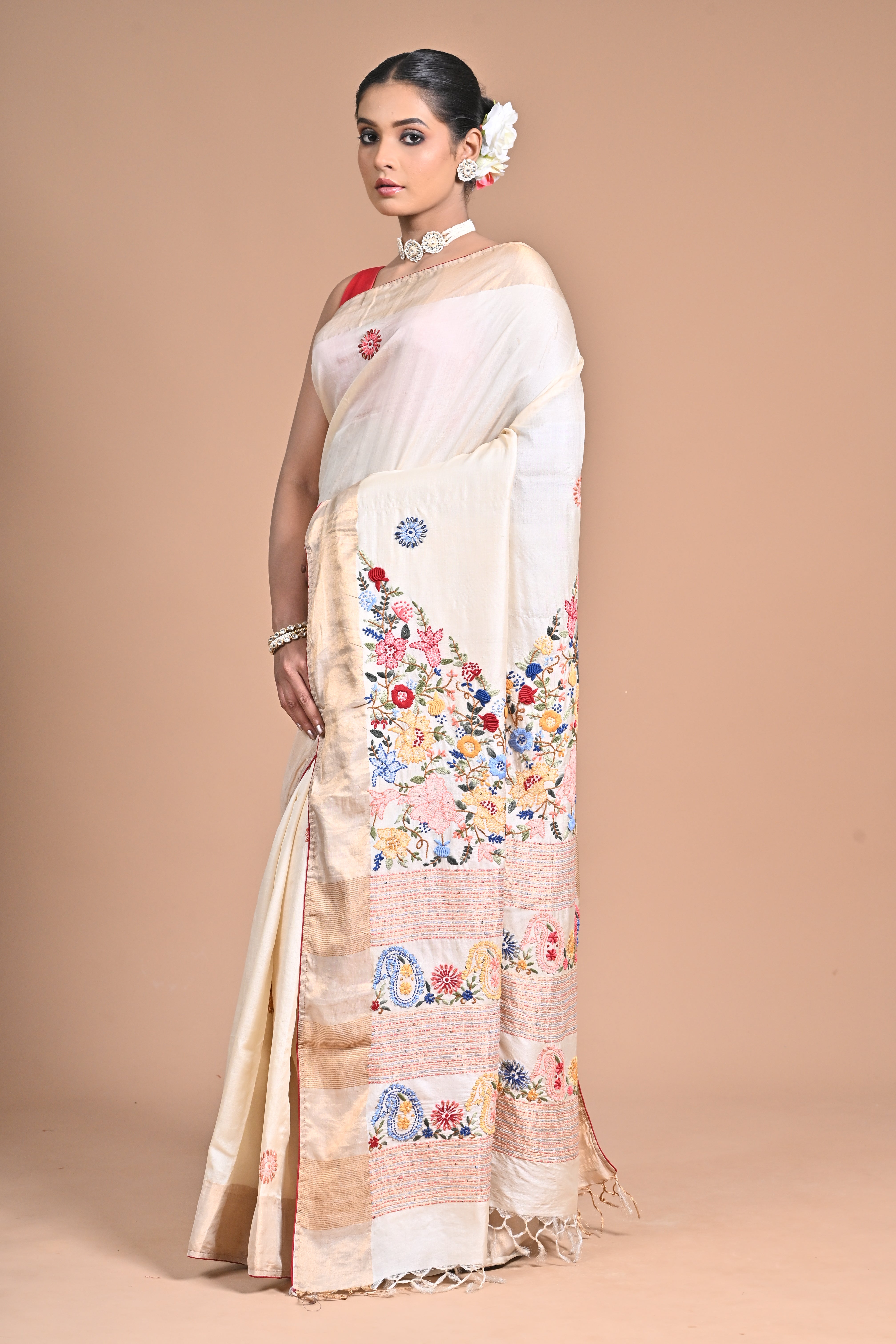 Zari Tussar Saree with Lambani Work – Where Tribal Soul Meets Regal Elegance