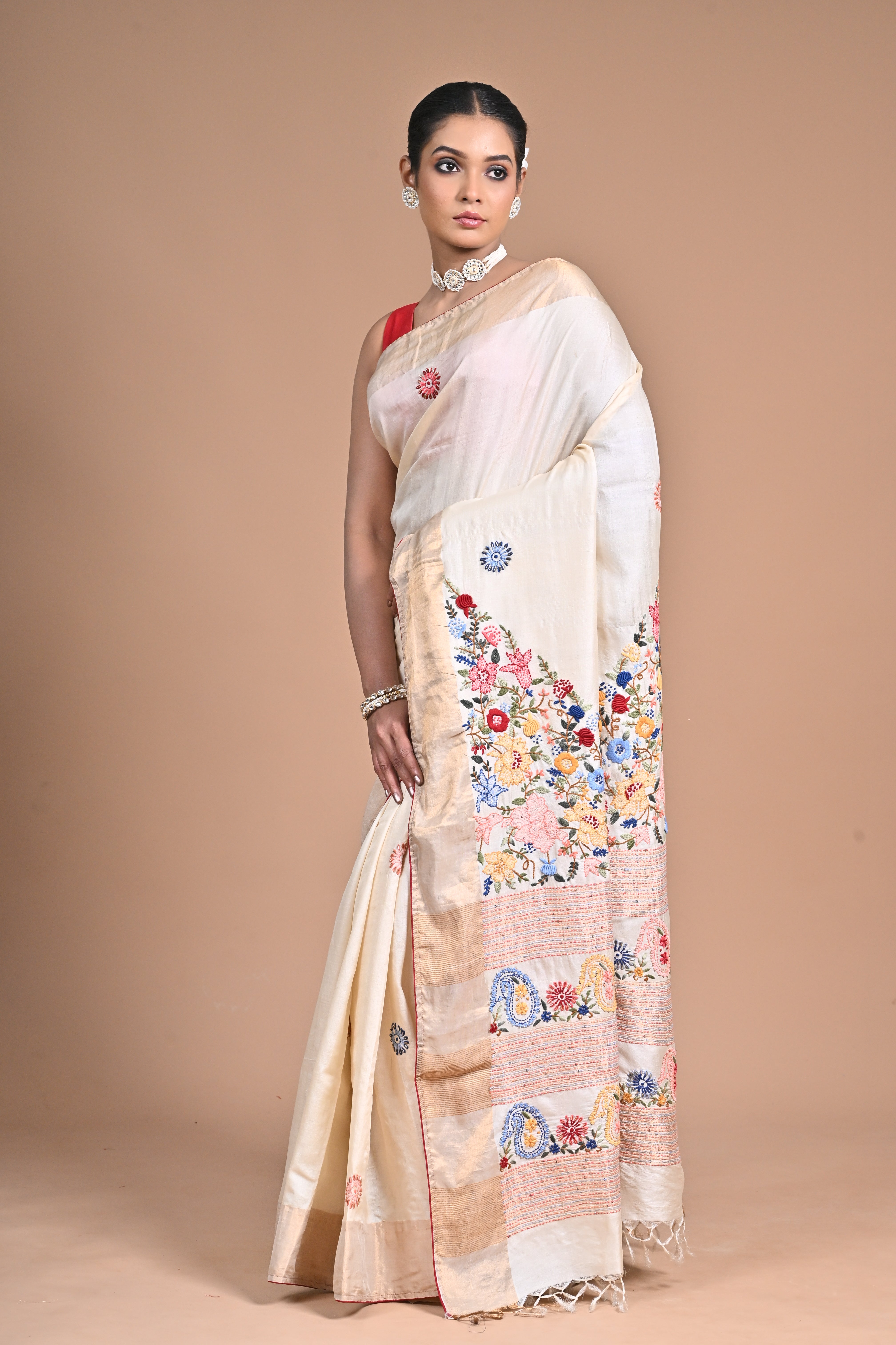 Zari Tussar Saree with Lambani Work – Where Tribal Soul Meets Regal Elegance