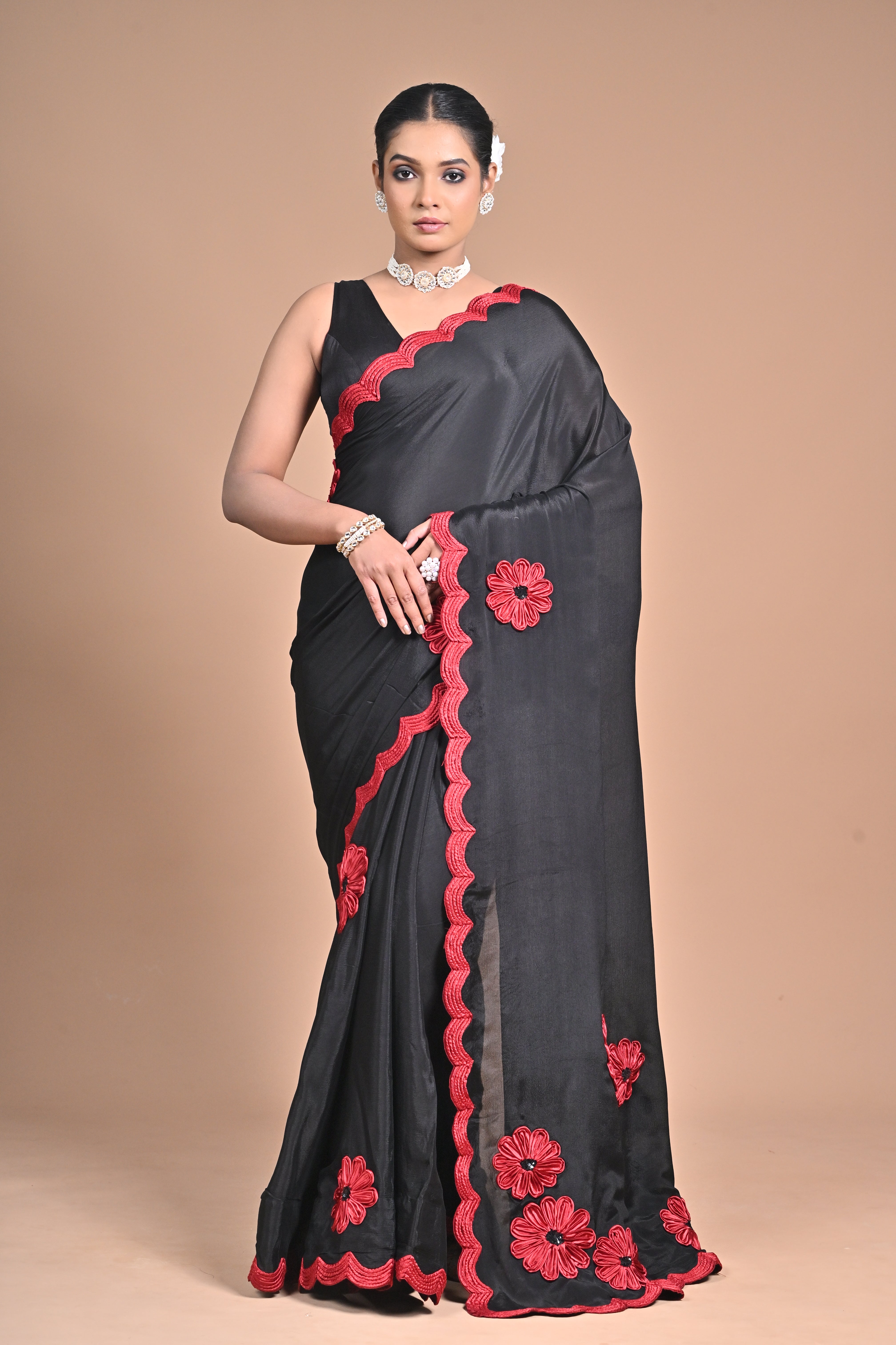Dori Work on Crepe Silk Saree