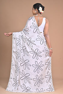 Ethereal Bloom Chinon Saree with Mirror Embellishments