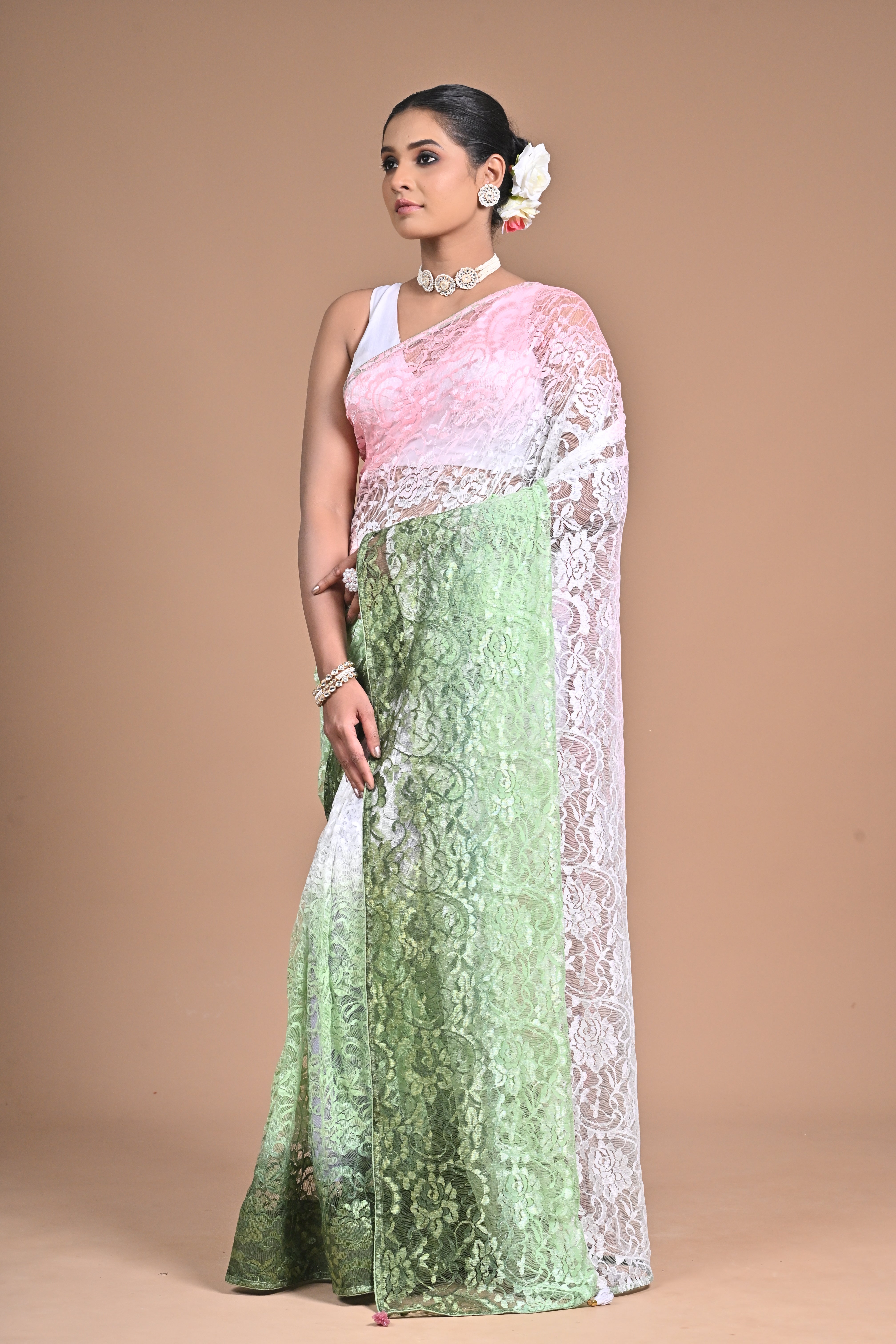 “Garden Whisper” – Chantilly Lace Saree