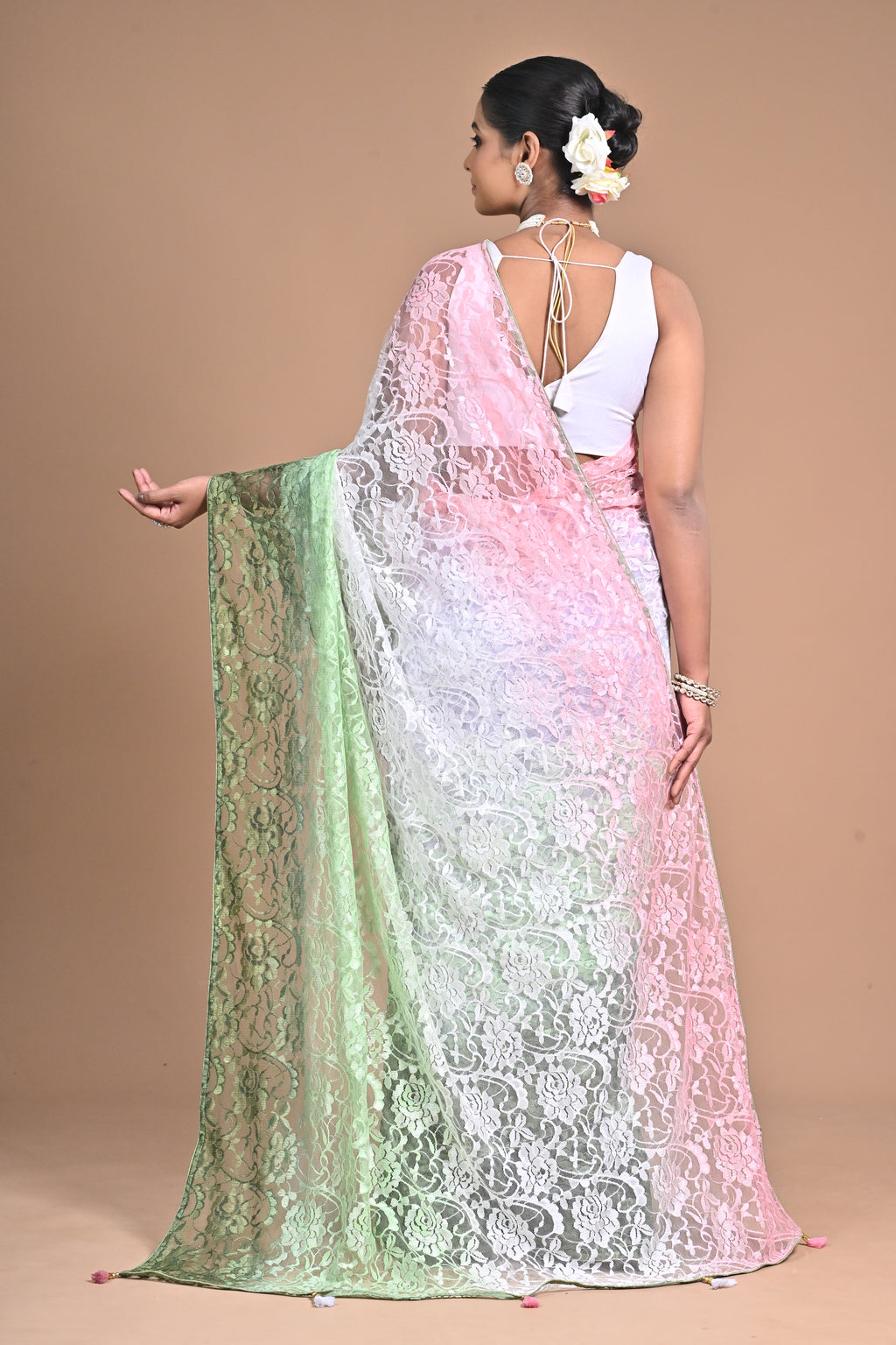 “Garden Whisper” – Chantilly Lace Saree