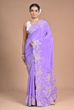 Lavender Elegance Embroidered Saree 🌸