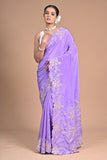 Lavender Elegance Embroidered Saree 🌸
