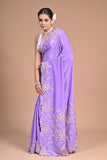 Lavender Elegance Embroidered Saree 🌸