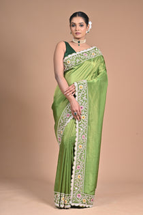 “Meadow Bloom” – Tissue Georgette with With heavy Hand Embroidery