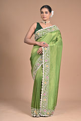 “Meadow Bloom” – Tissue Georgette with With heavy Hand Embroidery