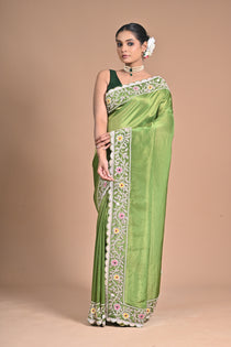 “Meadow Bloom” – Tissue Georgette with With heavy Hand Embroidery