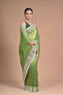 “Meadow Bloom” – Tissue Georgette with With heavy Hand Embroidery