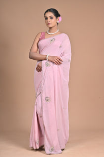 🤍 “Moonlit Grace” – White Embellished Saree