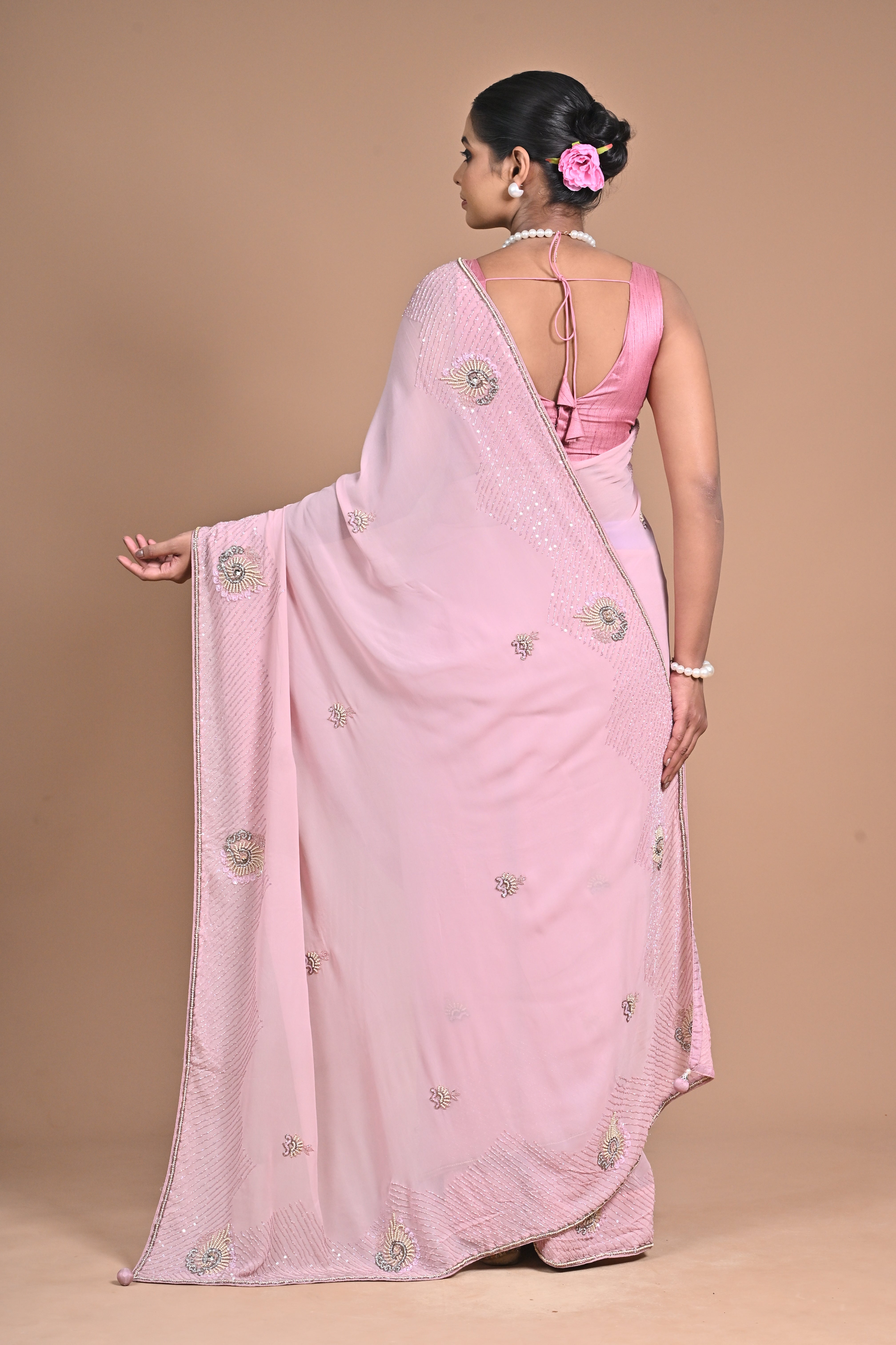 🤍 “Moonlit Grace” – White Embellished Saree