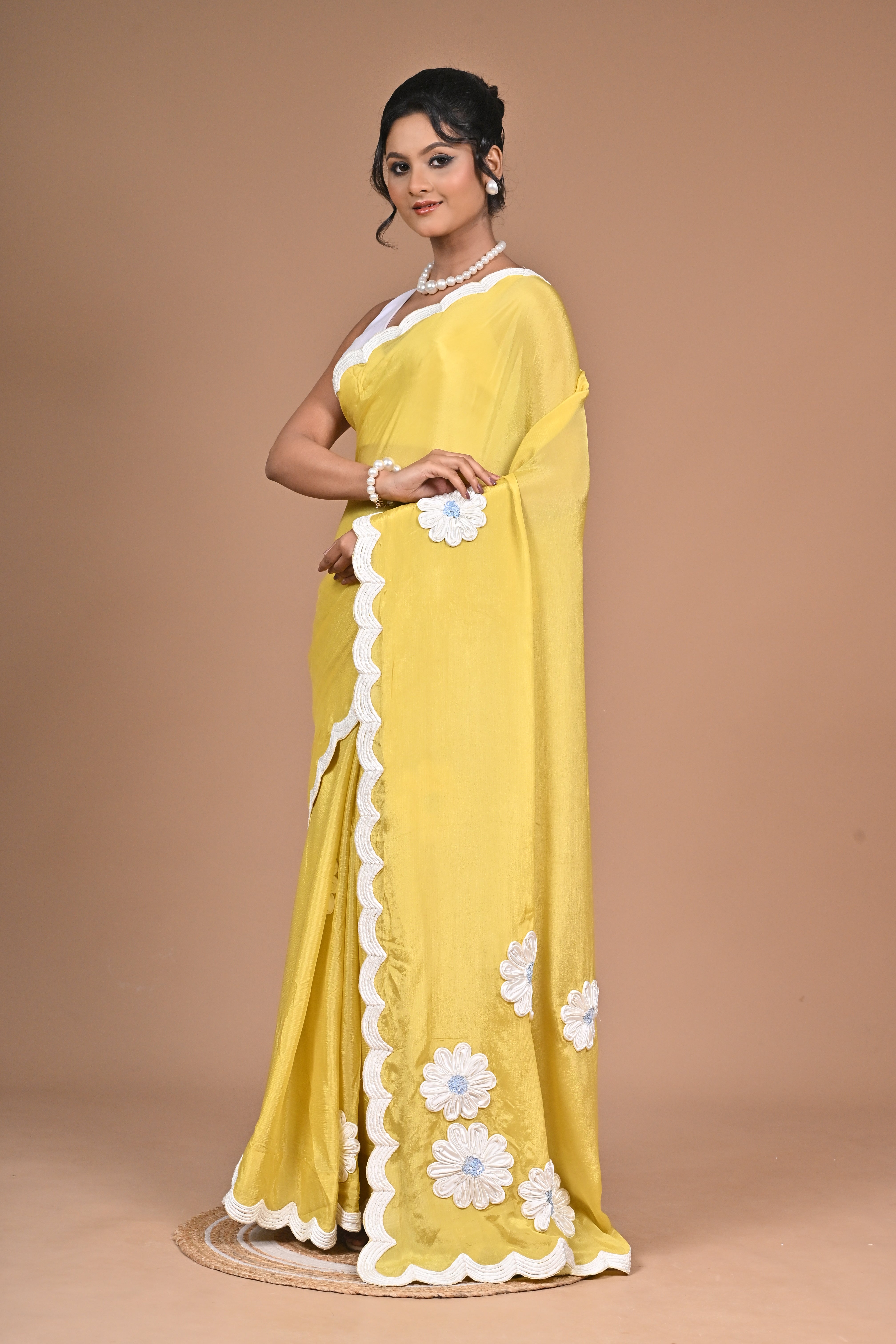 Dori Work on Crepe Silk Saree