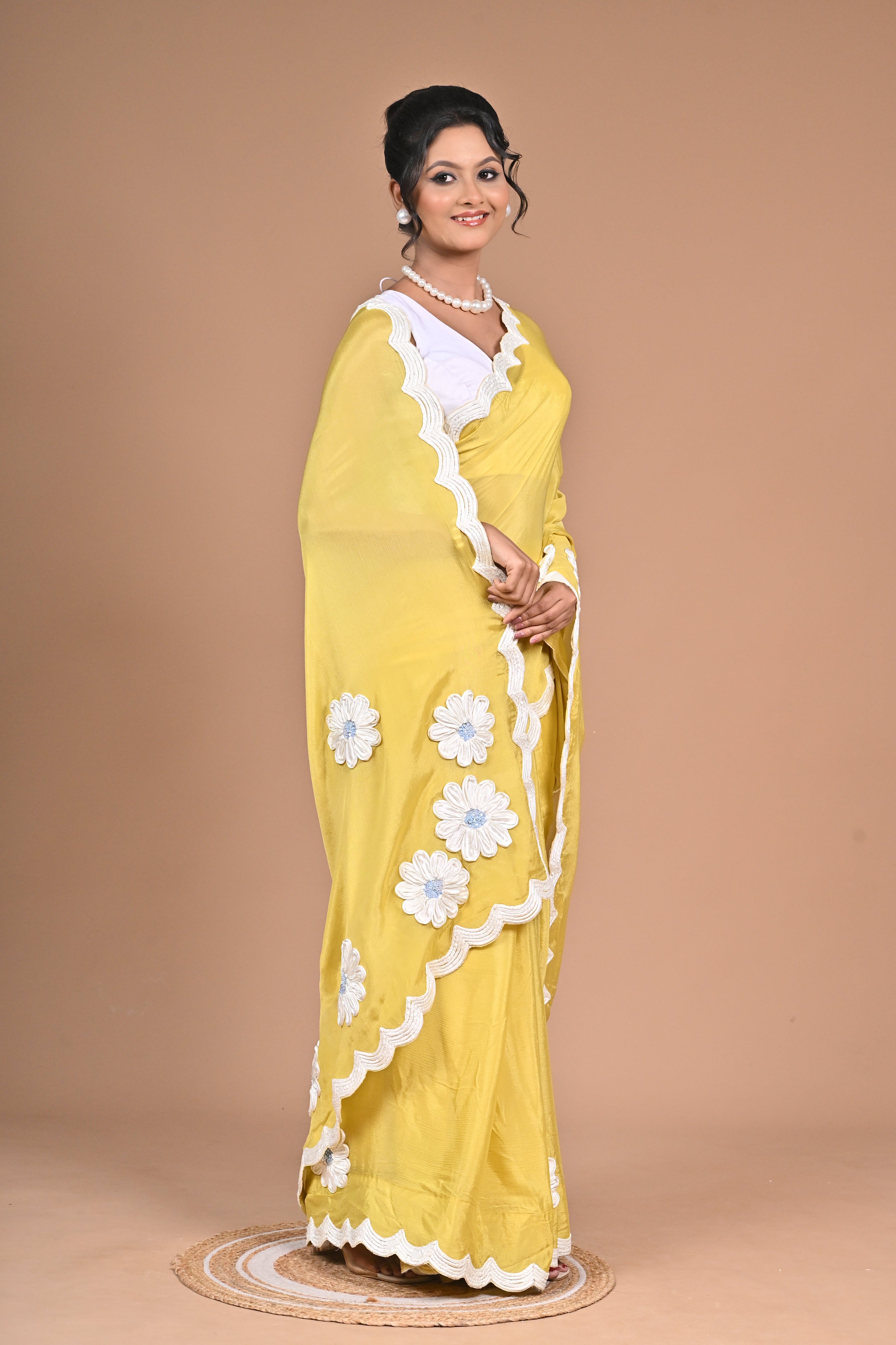 Dori Work on Crepe Silk Saree