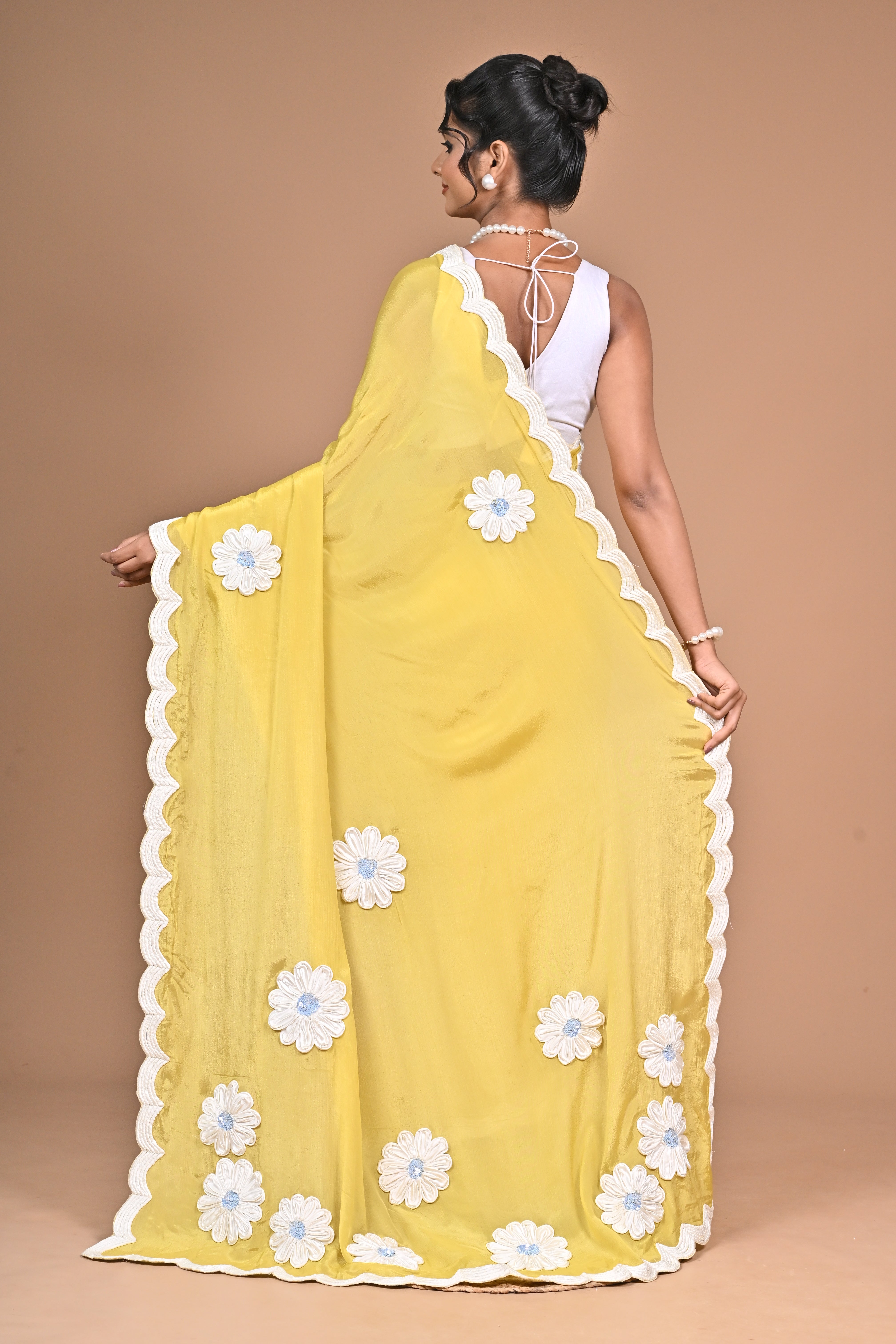 Dori Work on Crepe Silk Saree