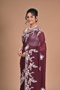 Royal Charm – Georgette Saree with Exquisite Hand Embroidery & Heavy Blouse