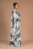 Elegant Printed Chinon Saree with Hand Embroidery & Designer Border