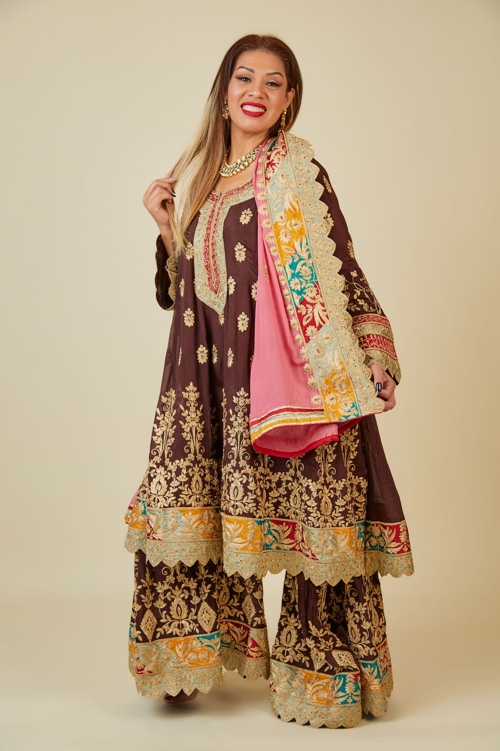 Chinon Sharara Suit with Embroidery Secondary image