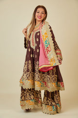 Chinon Sharara Suit with Embroidery