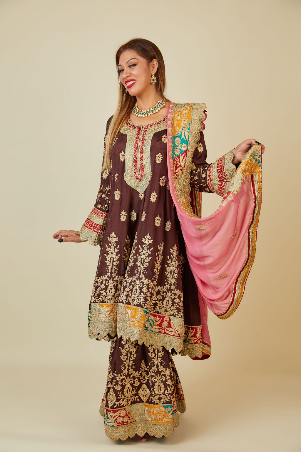 Chinon Sharara Suit with Embroidery