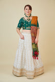 Green and White Lehenga