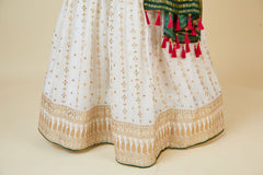 Green and White Lehenga