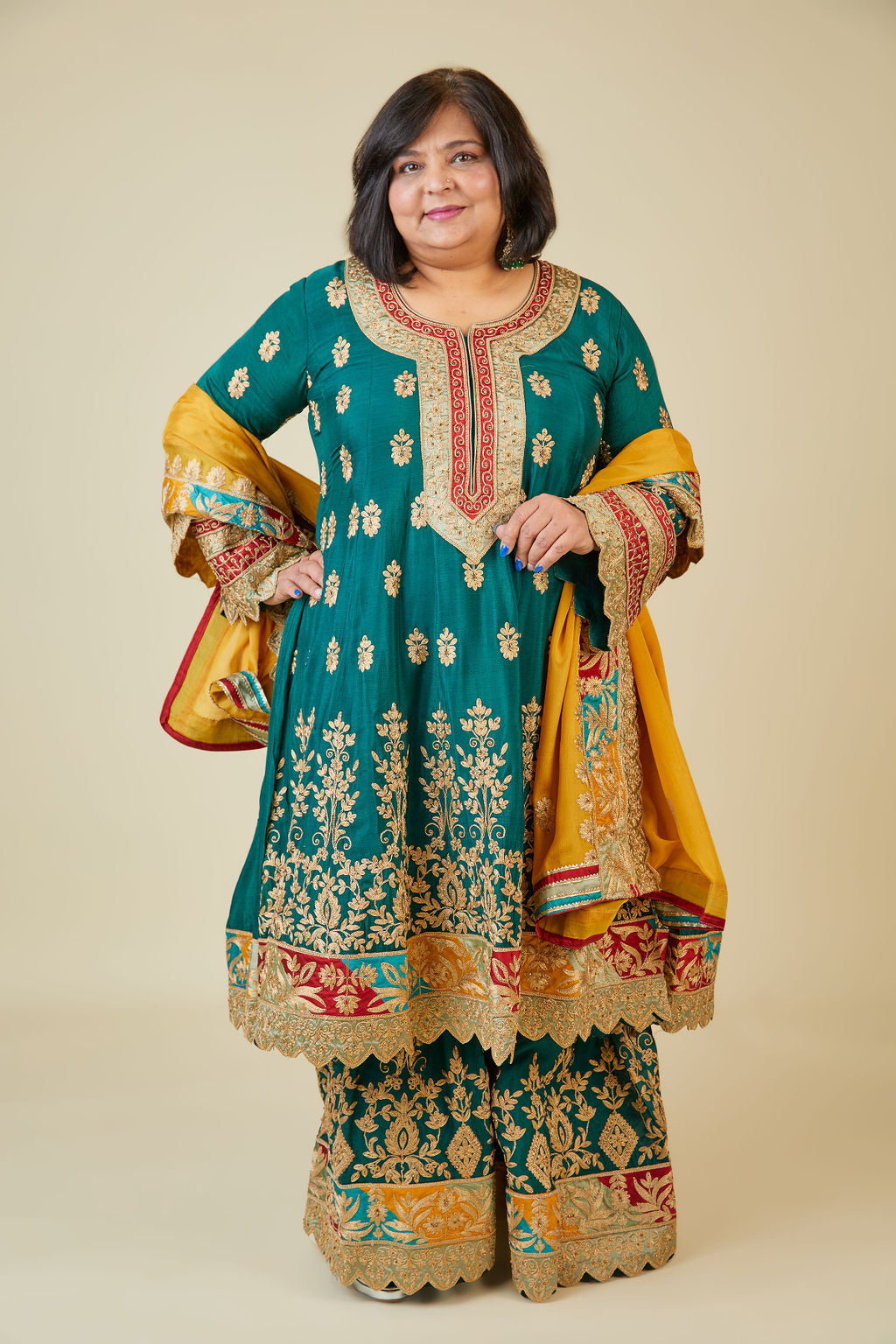 Chinon Sharara Suit with Embroidery